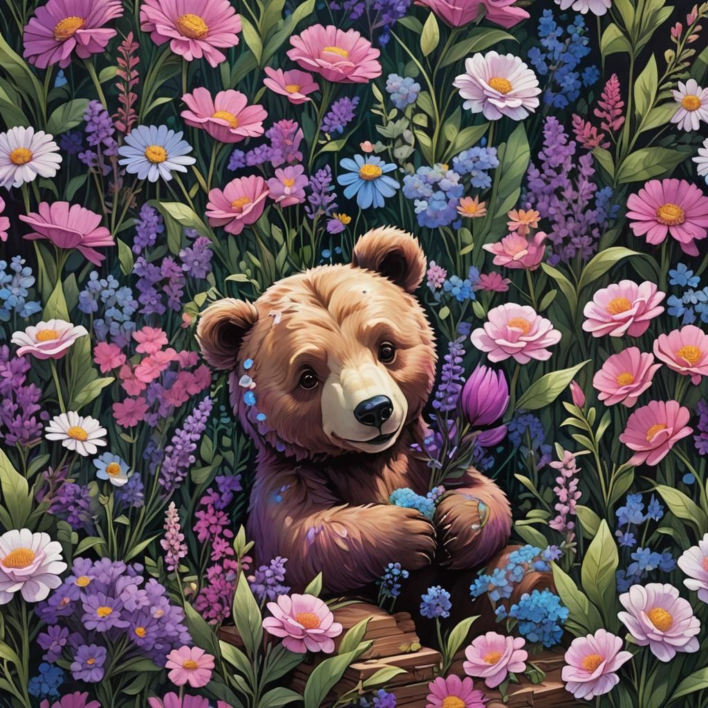 Tenderheart Bear's Floral Gift in Sunny Meadow