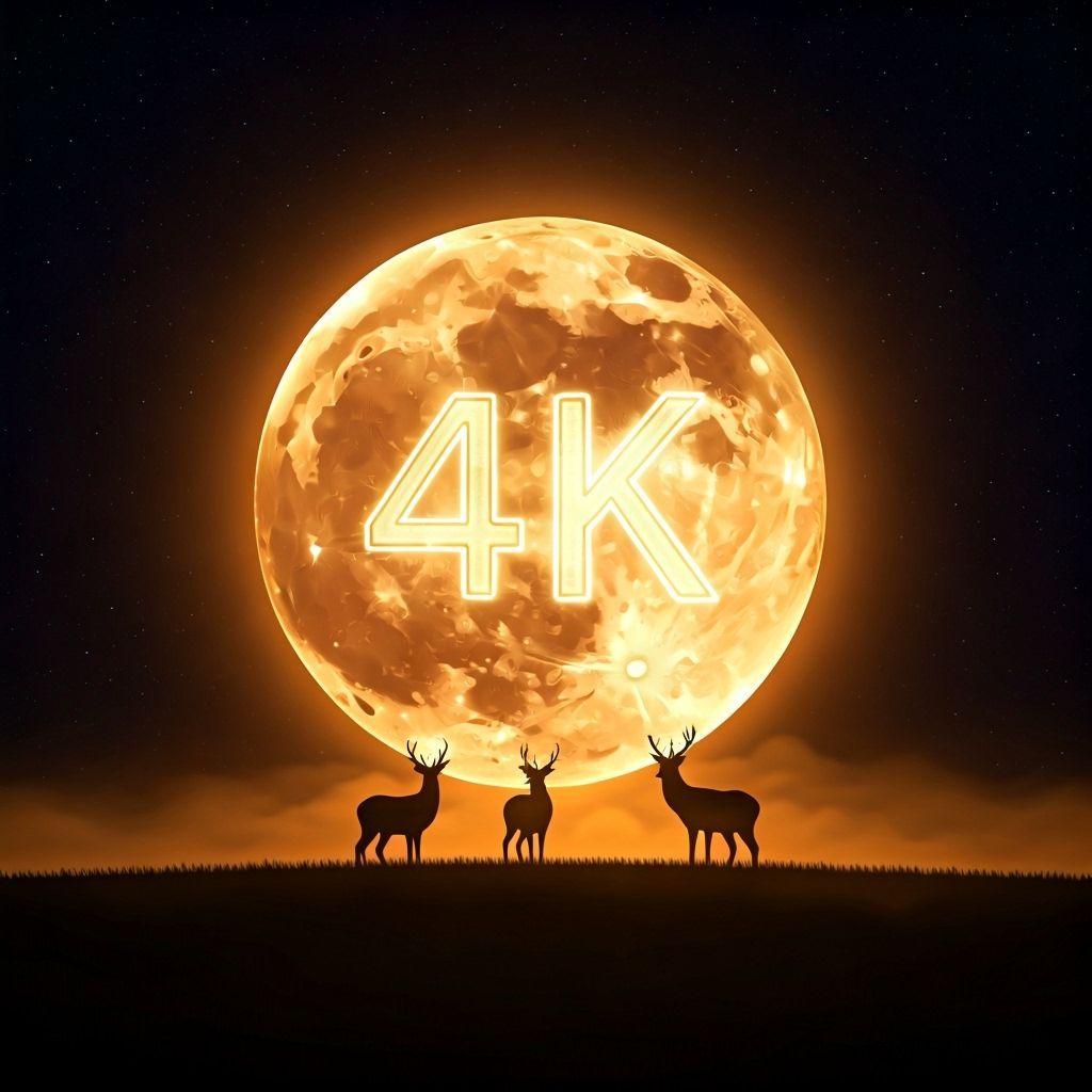 Glowing Moon Landscape with Deer and Futuristic Text