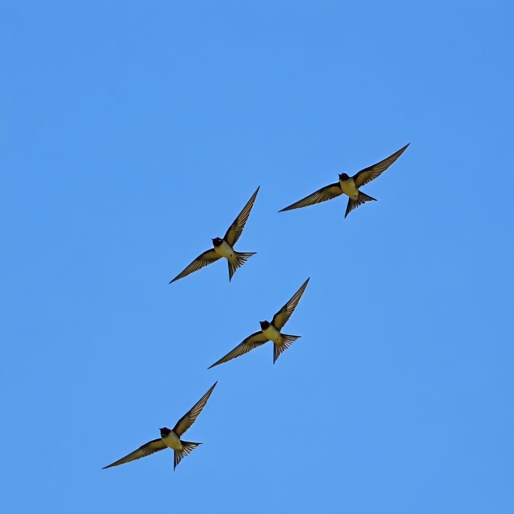 Swallows Soar Upward in a Thrilling Bird's Eye View