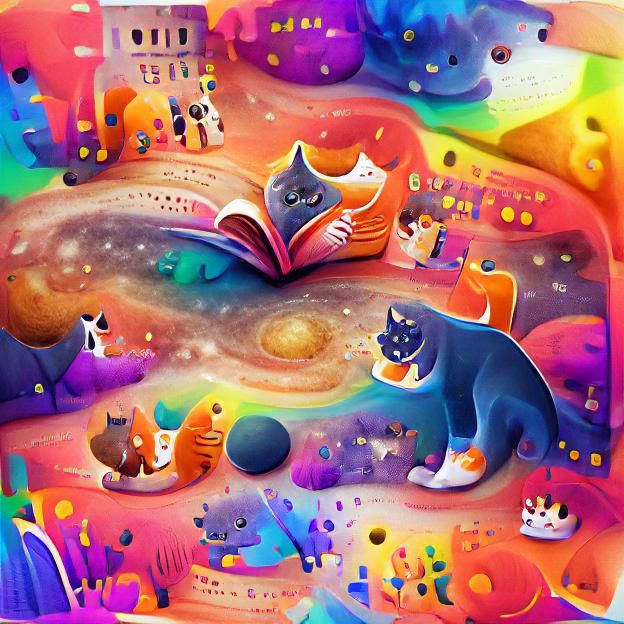 Astronaut Cat in Nebula, Digital Art