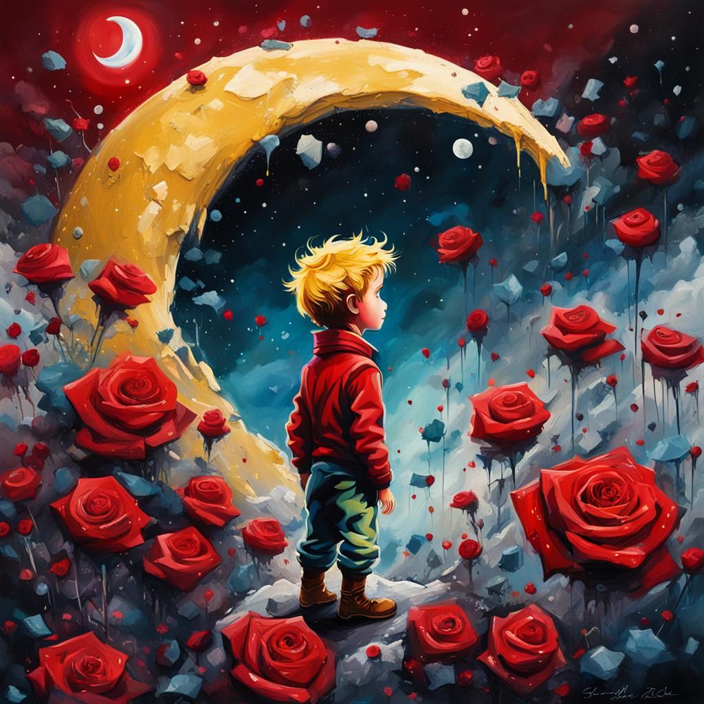 Little Prince on Moon, Graffiti Splash Art