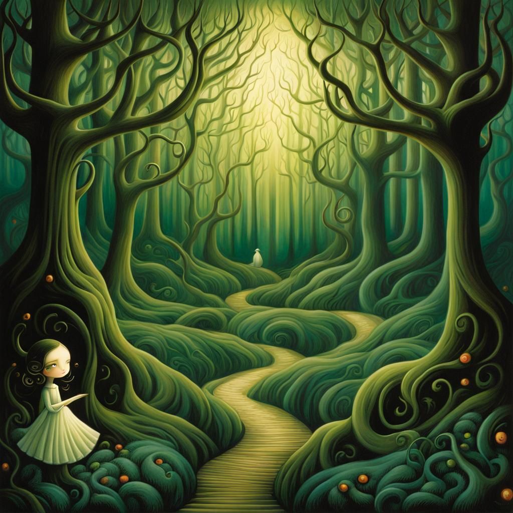 Eldritch Forest in Children's Book Illustration Style