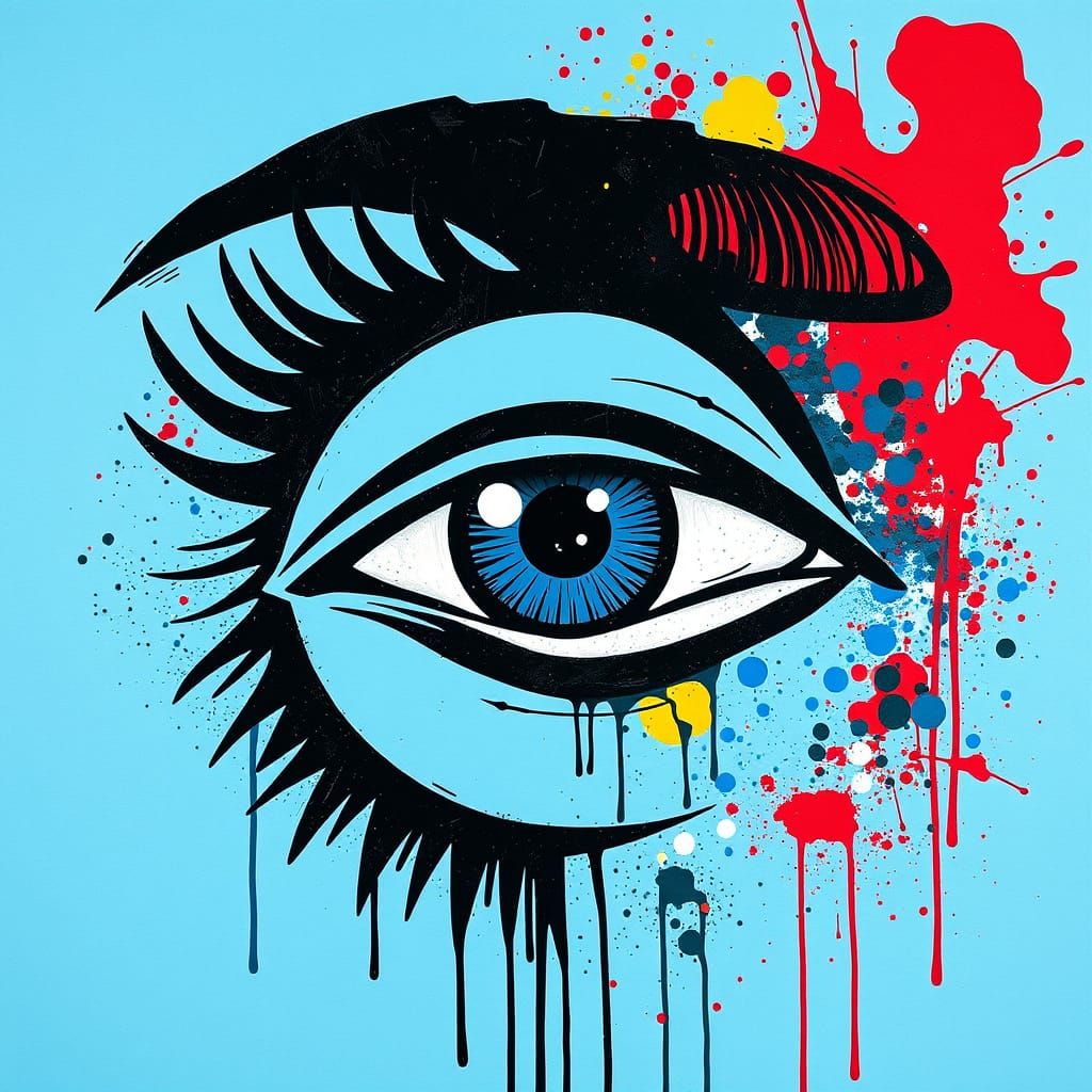 Vigilant Eye Icon in Bright Cerulean Blue