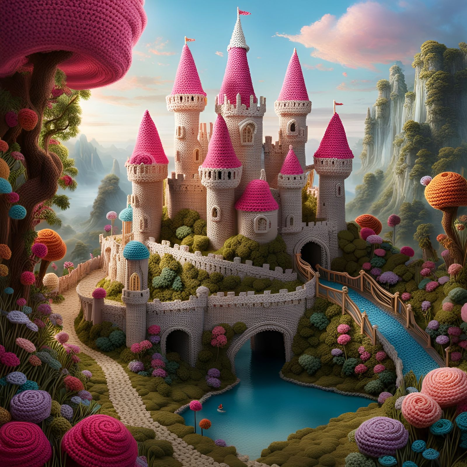 Crochet Castle: Whimsical Fantasy in Pastel Colors
