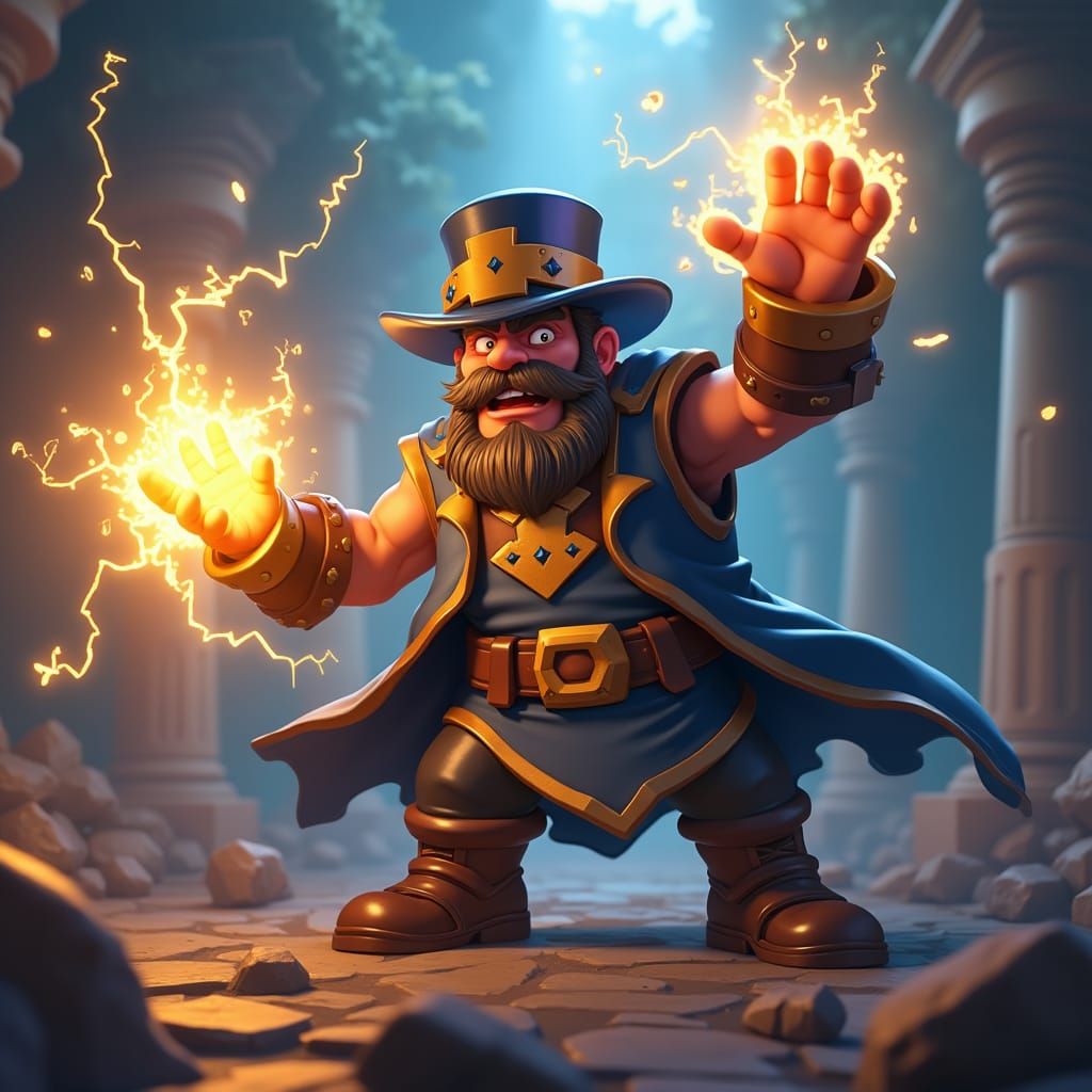 Electric Wizard in Heroic Clash Royale Pose