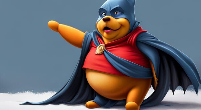 Winnie the Pooh as Batman: 3D Digital Art