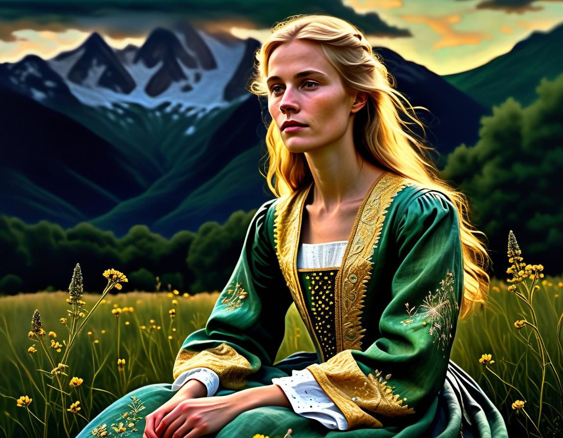 Ethereal Woman in Chiaroscuro Oil Painting