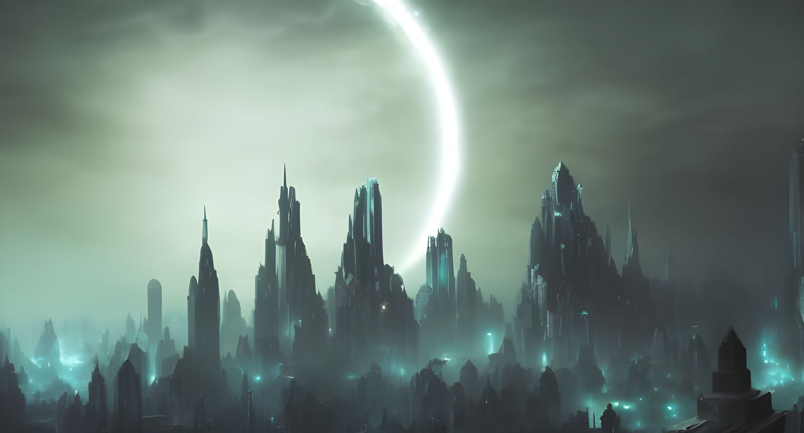 Epic Sci-Fi Hive City at Night