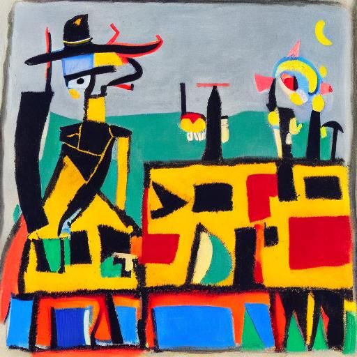 Cat at Oktoberfest: Abstract Surrealist Painting