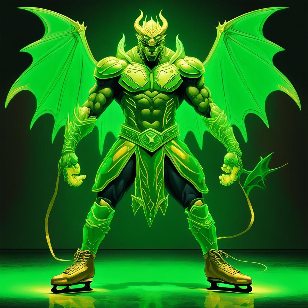 Dragon-Human Hybrid on Ice in Abstract Art Style