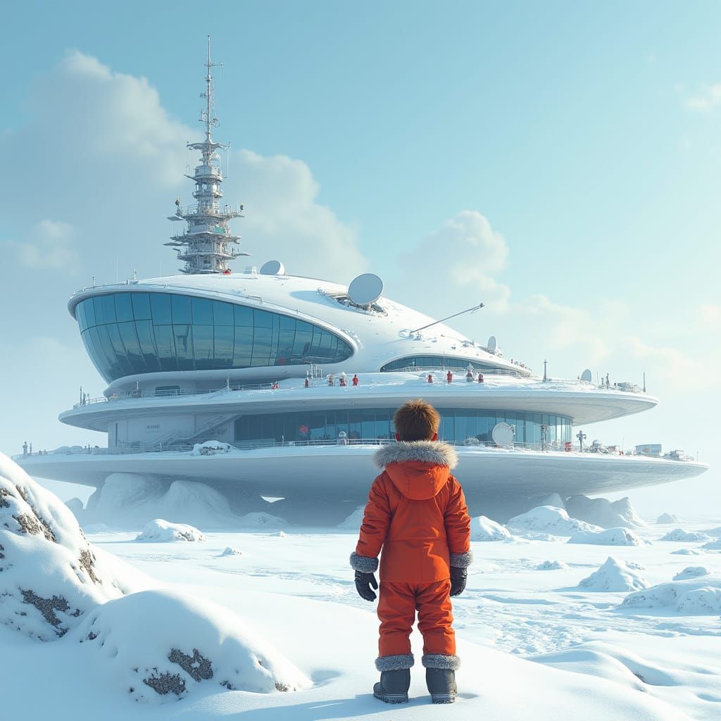 Futuristic Research Base in Arctic Landscape