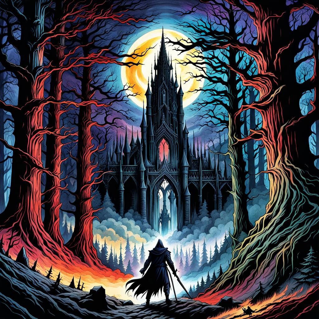 Dark Lord of Shadows in Gothic Watercolor Painting