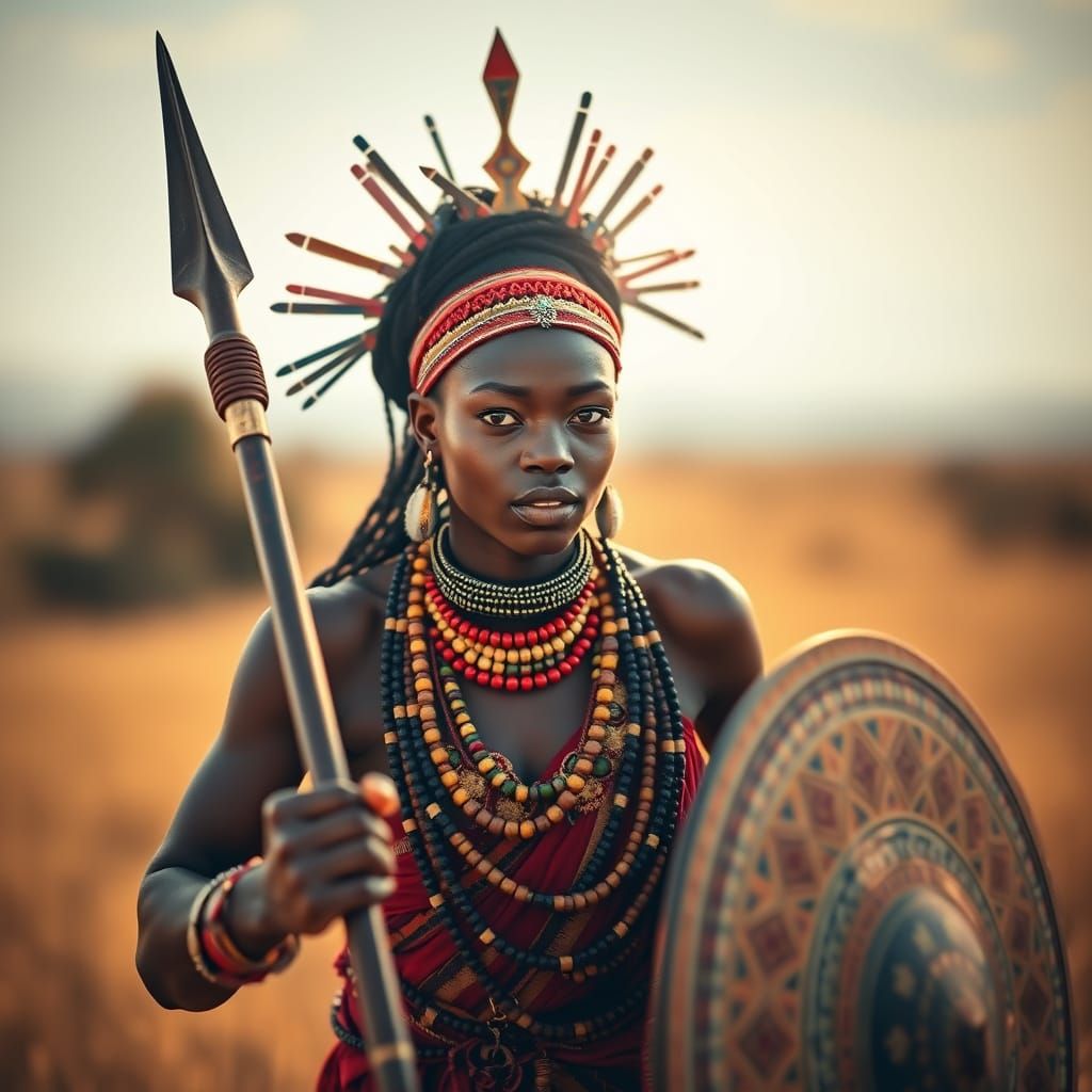 Regal Zulu Princess in Traditional Beads and Headdress