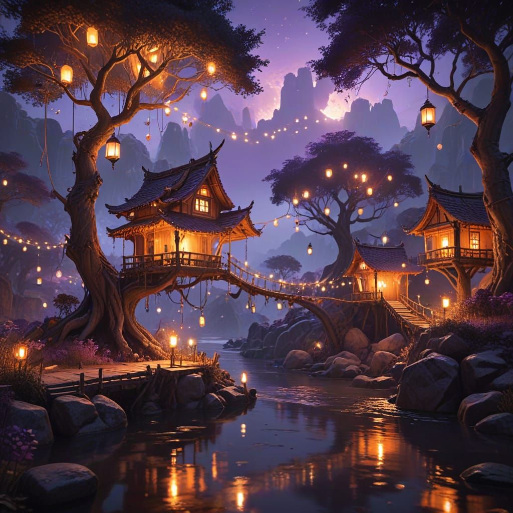 Magical Floating Islands with World Tree Village