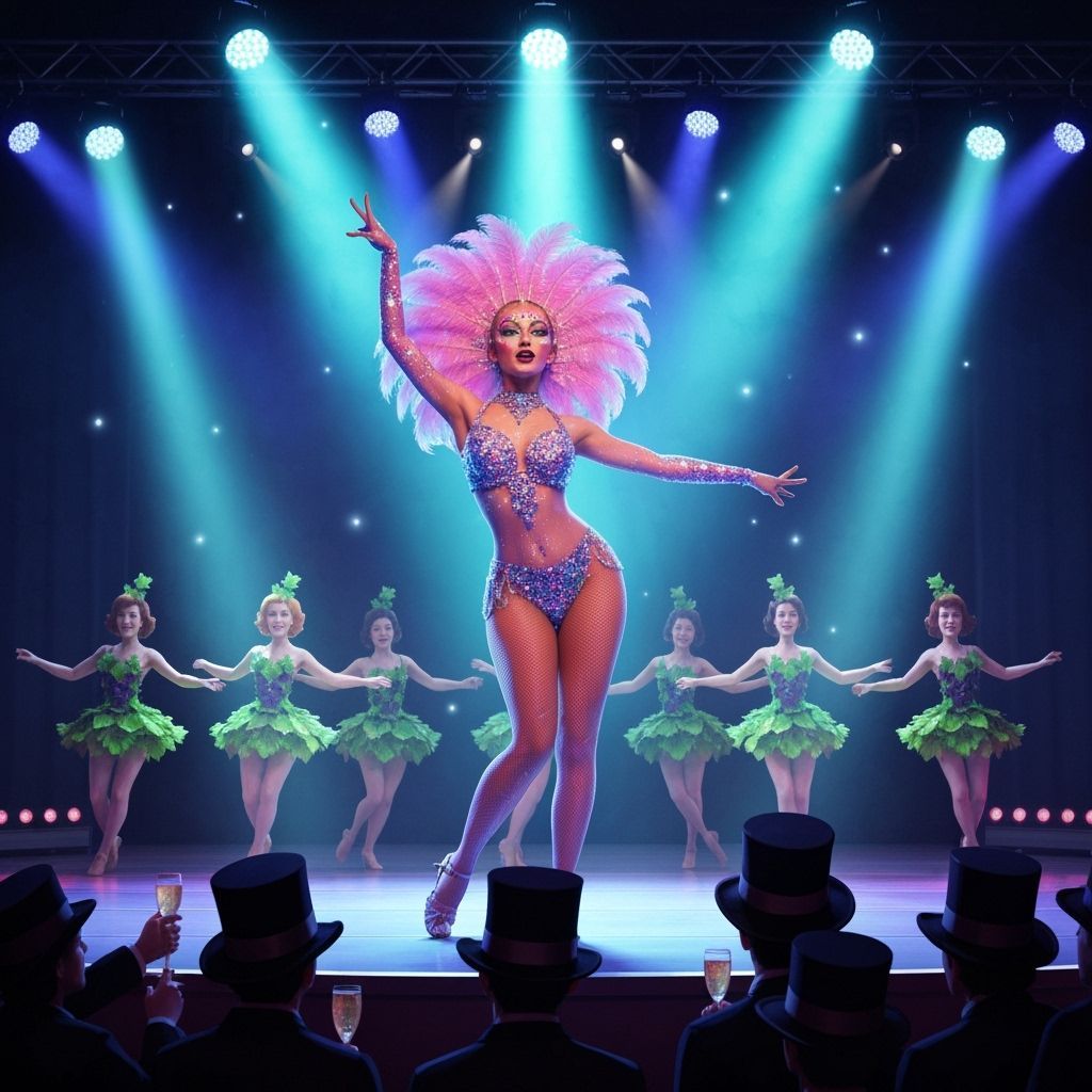 Holographic Smilodon Dancer on Stage in Neon Style