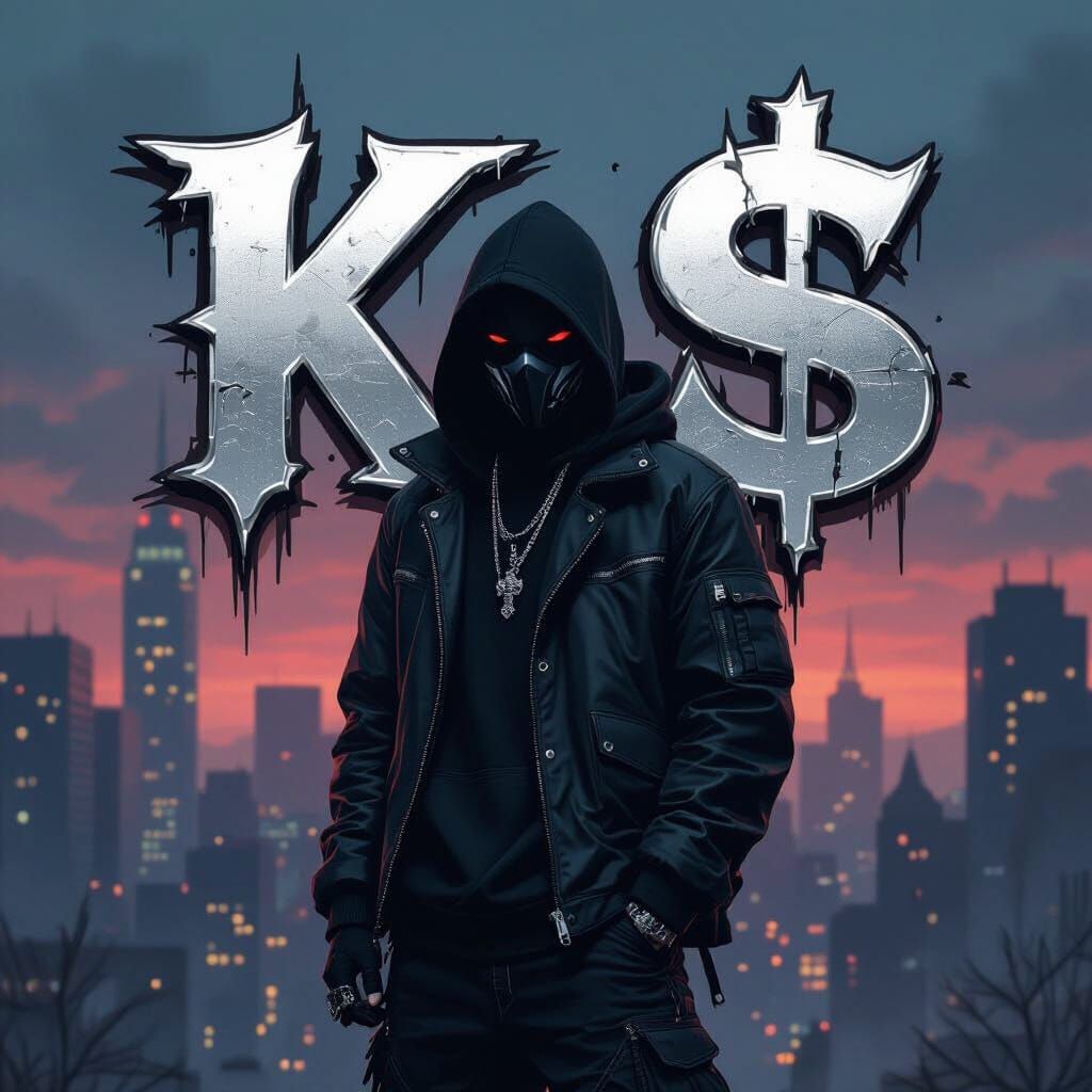 Eerie Cityscape Album Cover in Emo Goth Style