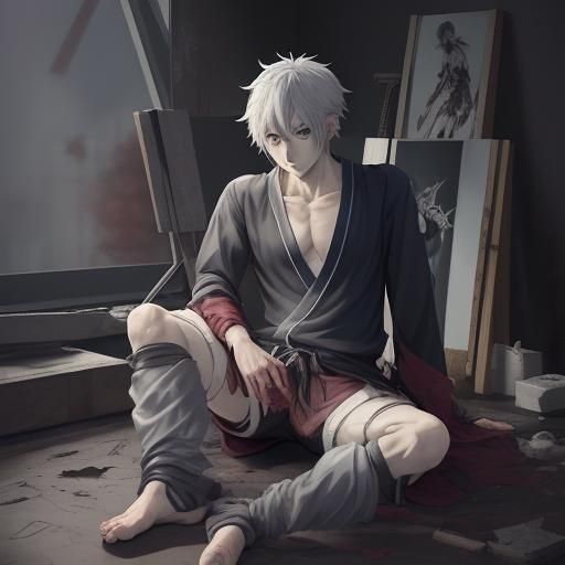 Anime Style Male Character with Injuries