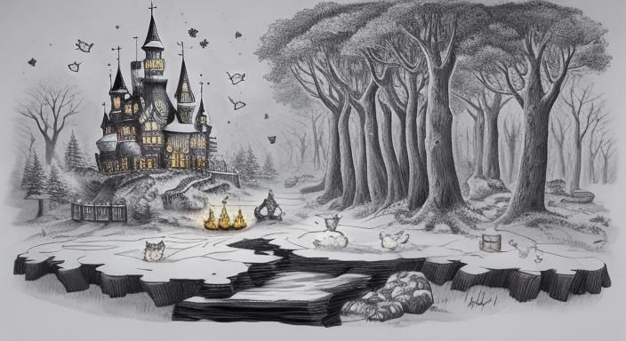 Line Cat in Whimsical Fairy Wonderland