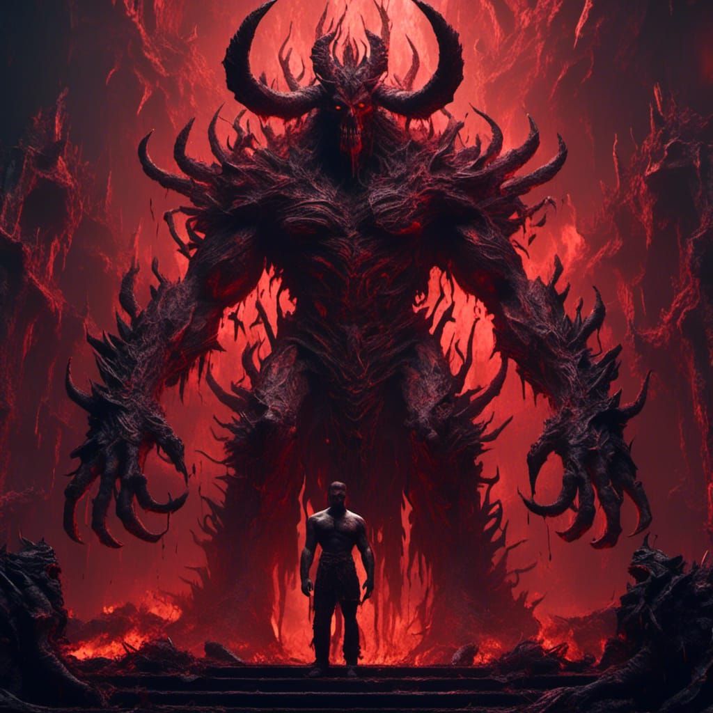 Bodybuilder Confronts Demon King in Hell
