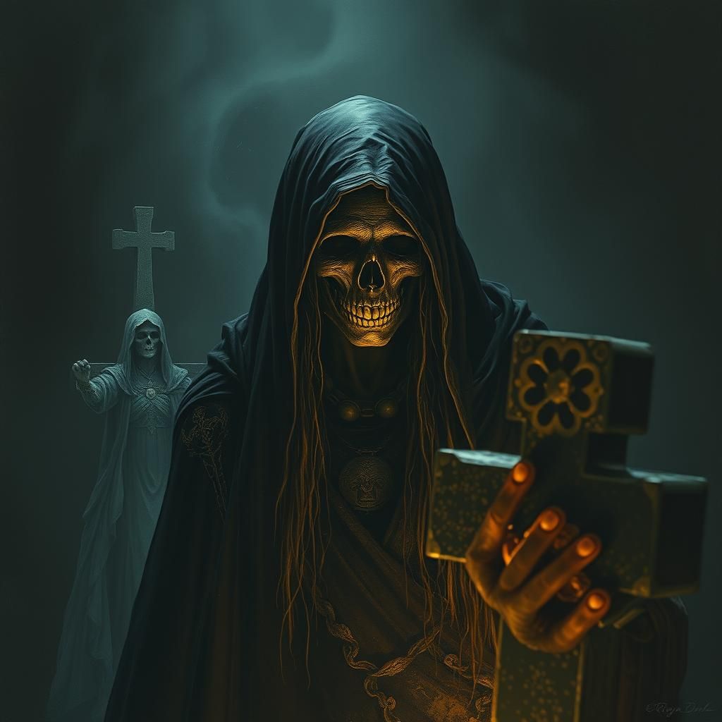 La Llorona Roams Graveyard: Dark Horror Portrait