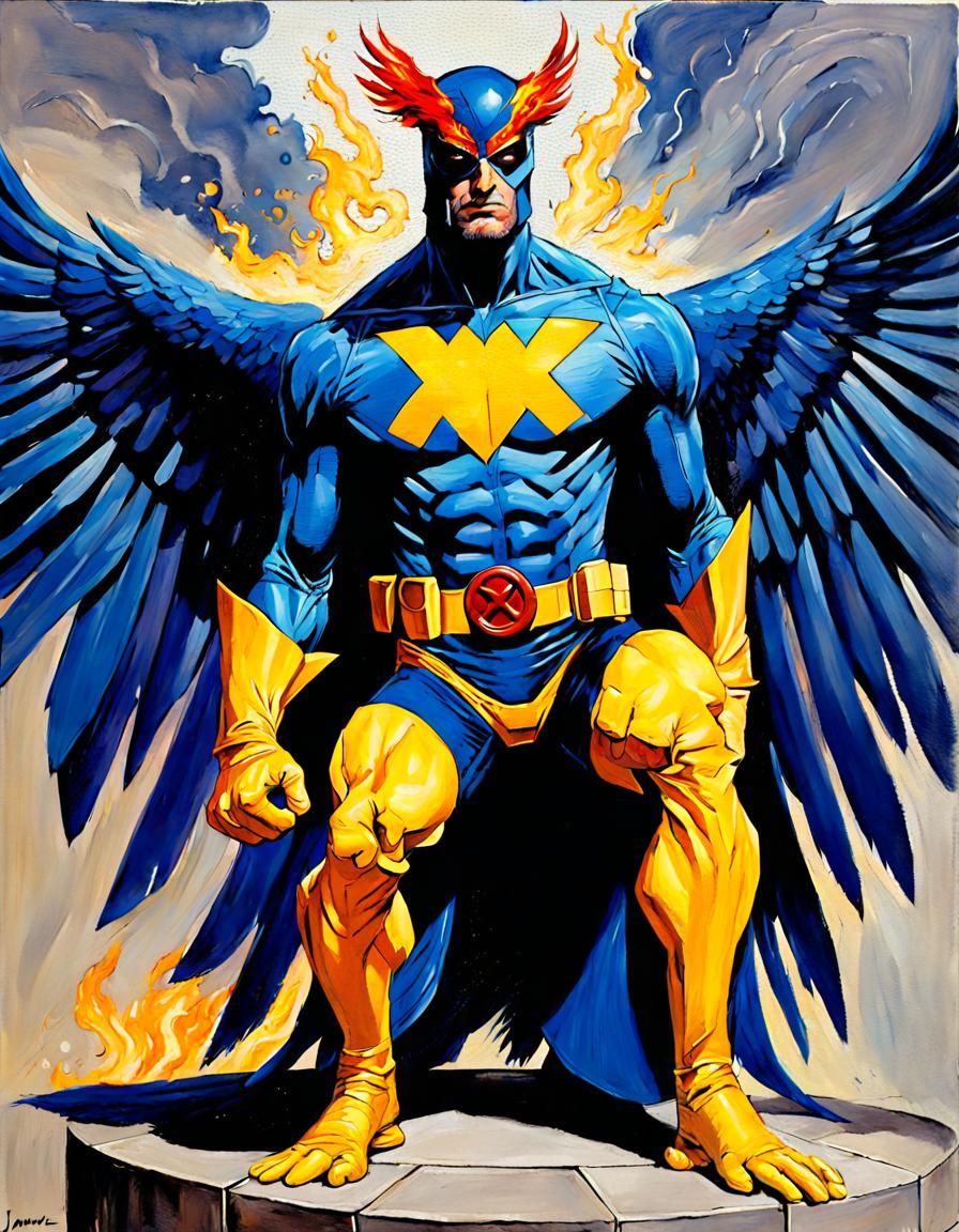 Phoenix Bird in X-Men Suit: Oil Painting