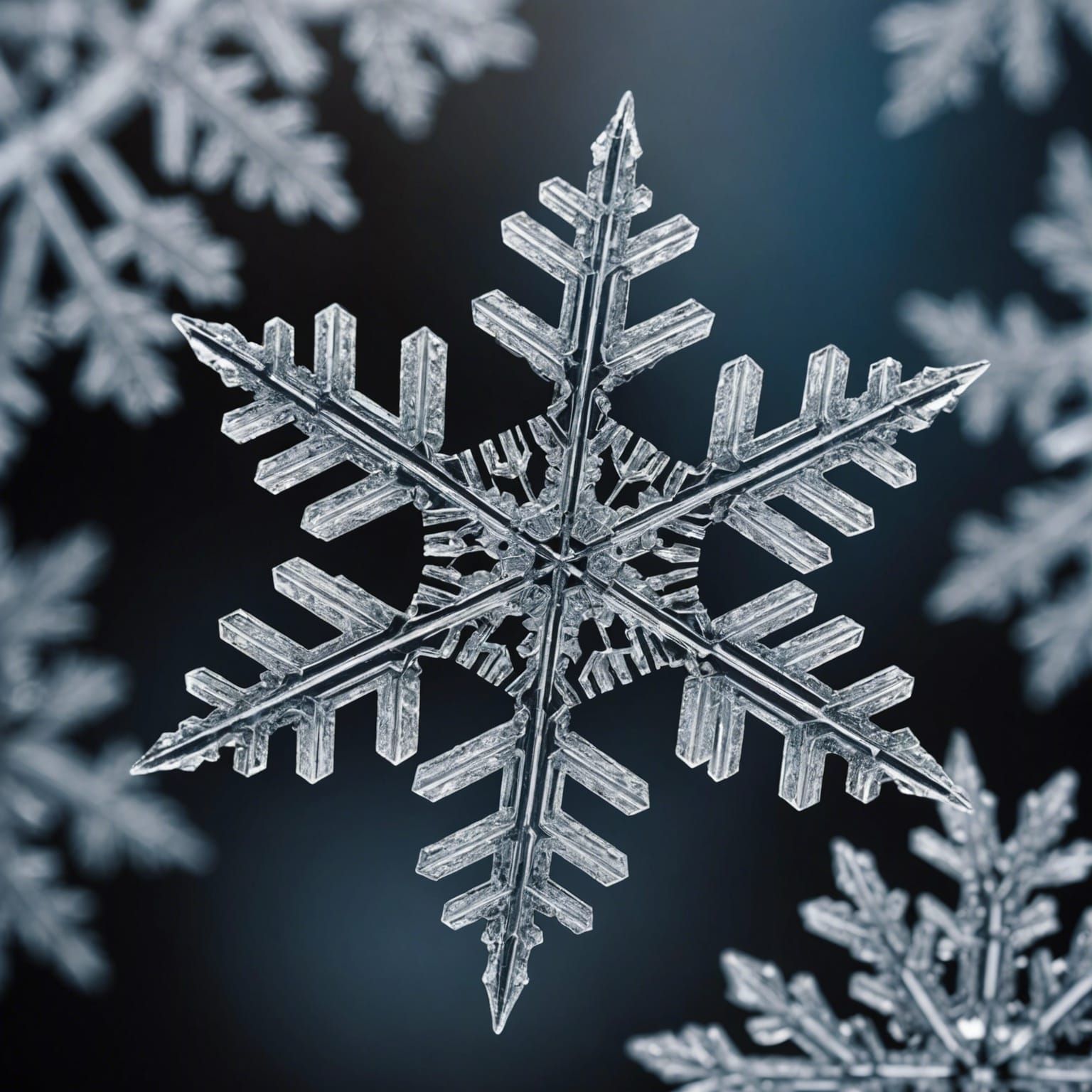 Detailed Macro Photograph of a Perfect Snowflake