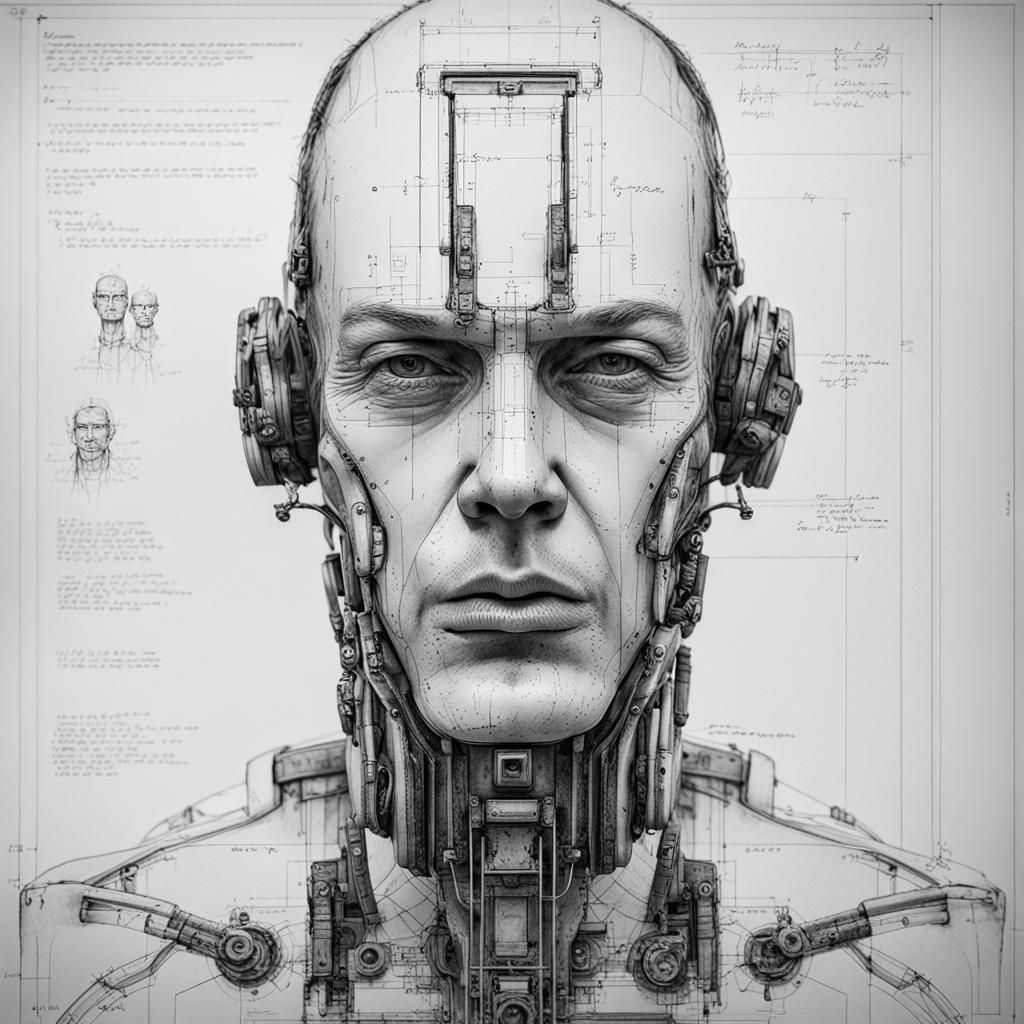 1950s Cyborg Robot Man Portrait