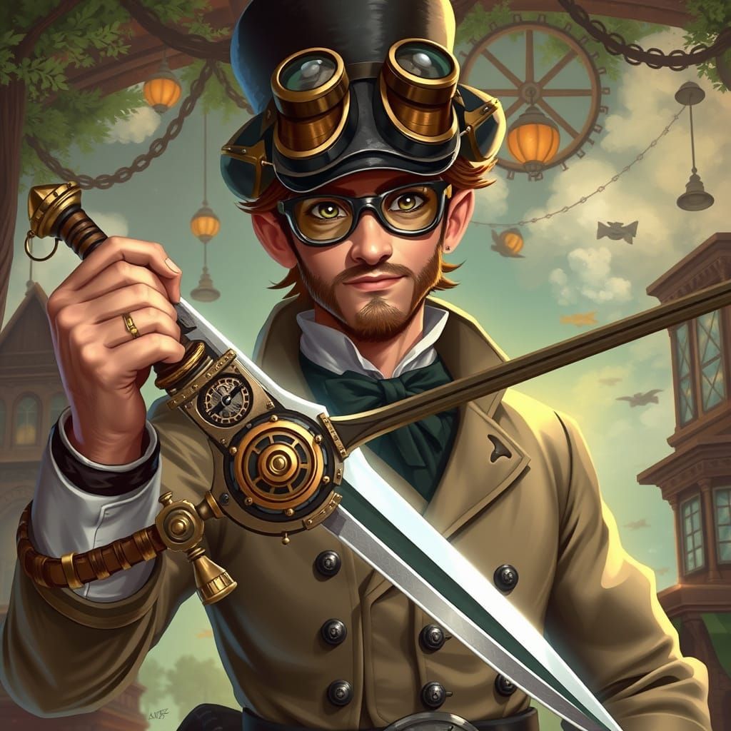 Steampunk MapleStory Inventor with Mechanical Sword