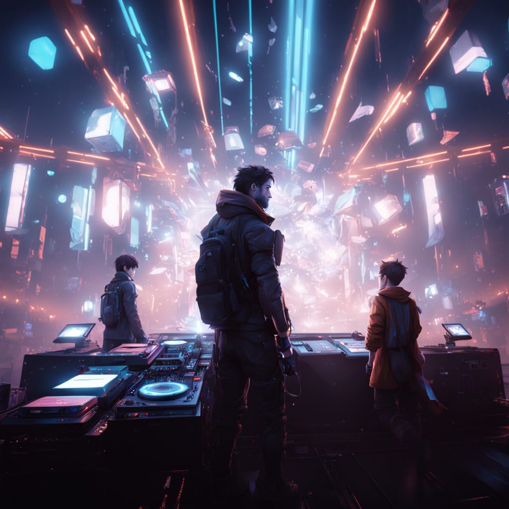 Vibrant Anime Festival Poster with Laser Lights