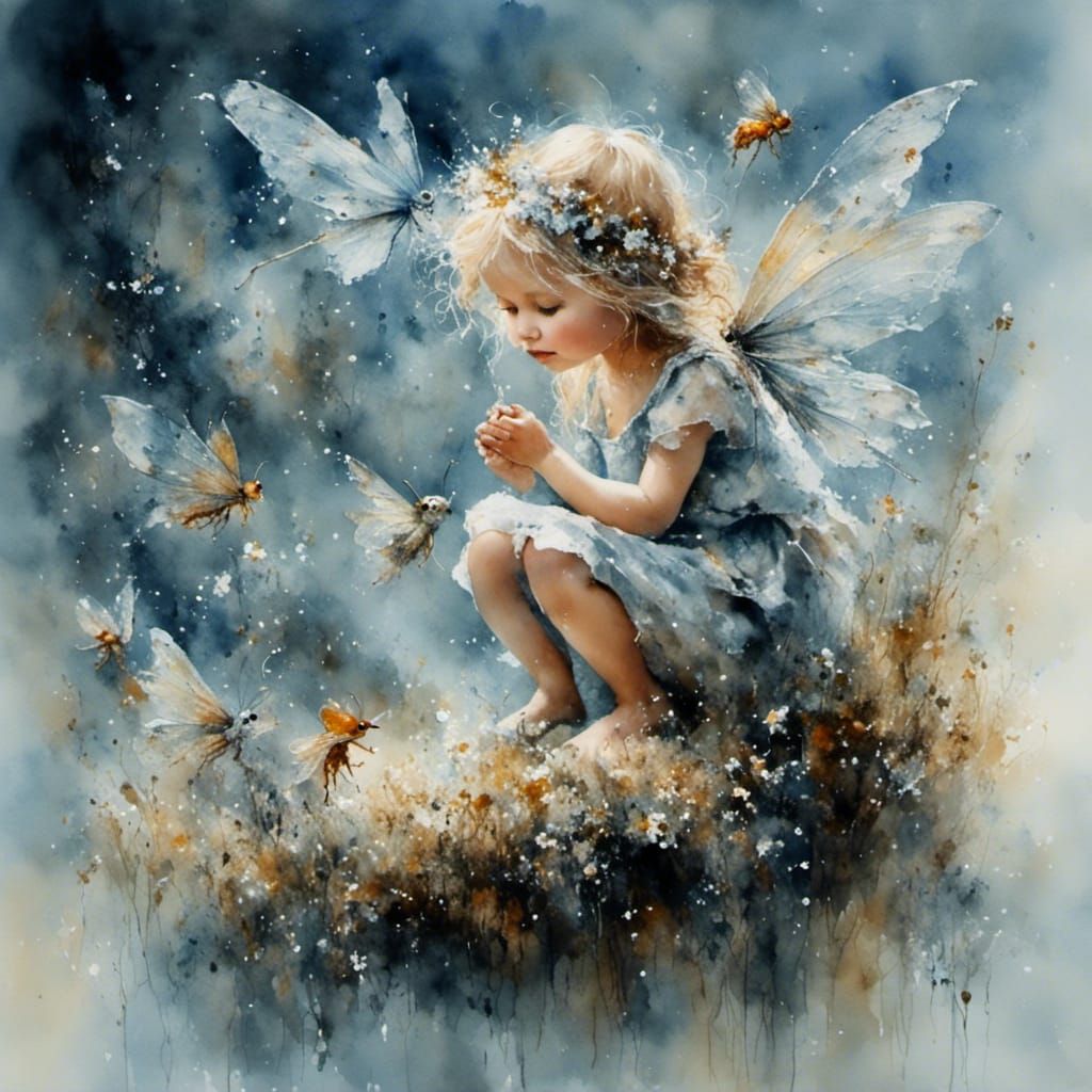 Fairies in Shadowy Hobbit Oil Painting