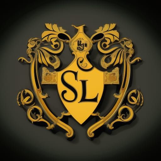 Black and Yellow Coat of Arms with Initials