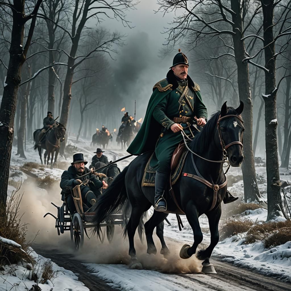 Cossack Arthur Shelby on Horse, Digital Matte Painting