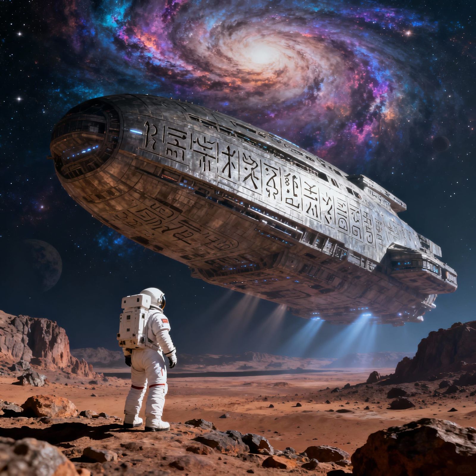 Astronaut Discovers Colossal Alien Ship on Nebula Planet