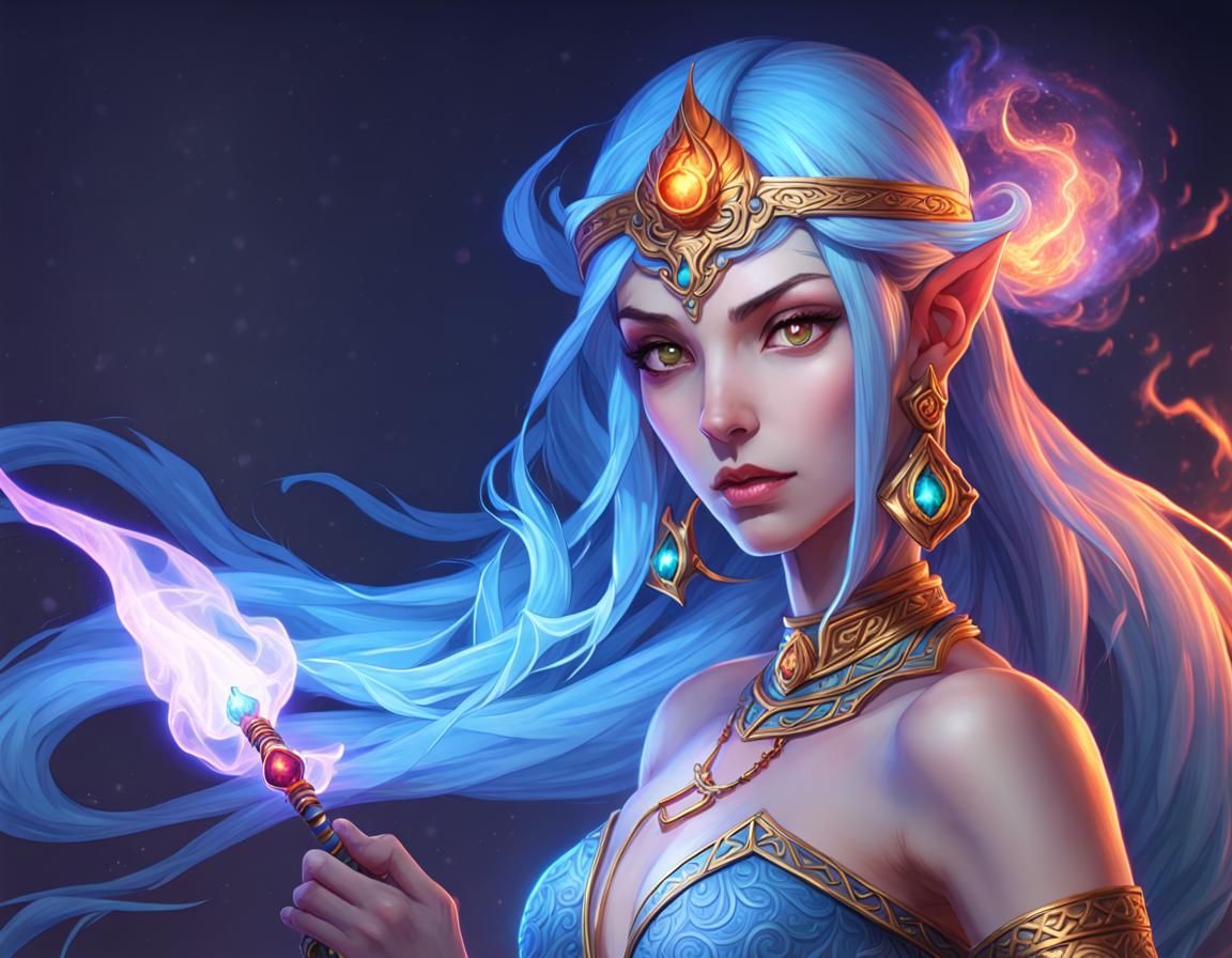 Ethereal Fire Djinn Satureya: A Subtle Vision