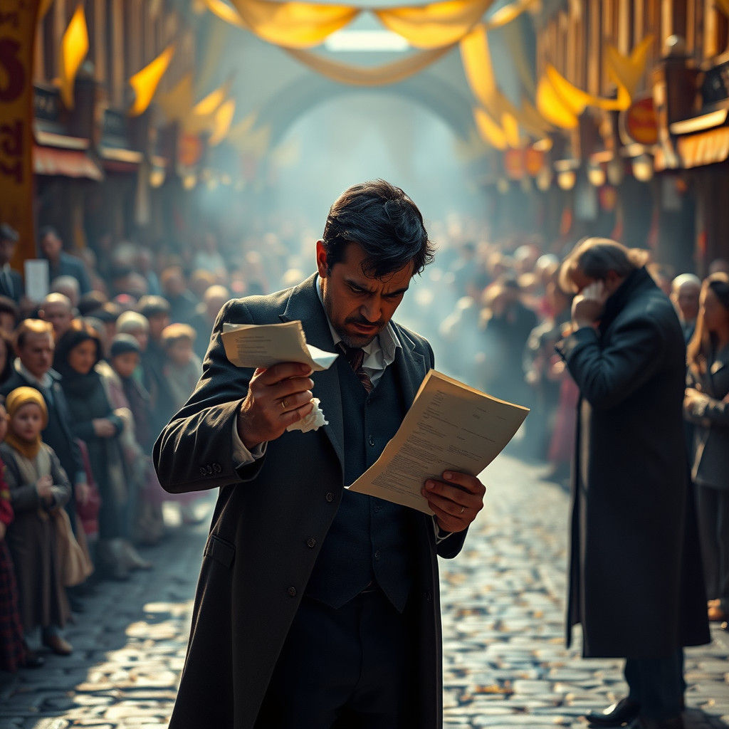 Betrayal in the Market Square: A Renaissance-Inspired Scene