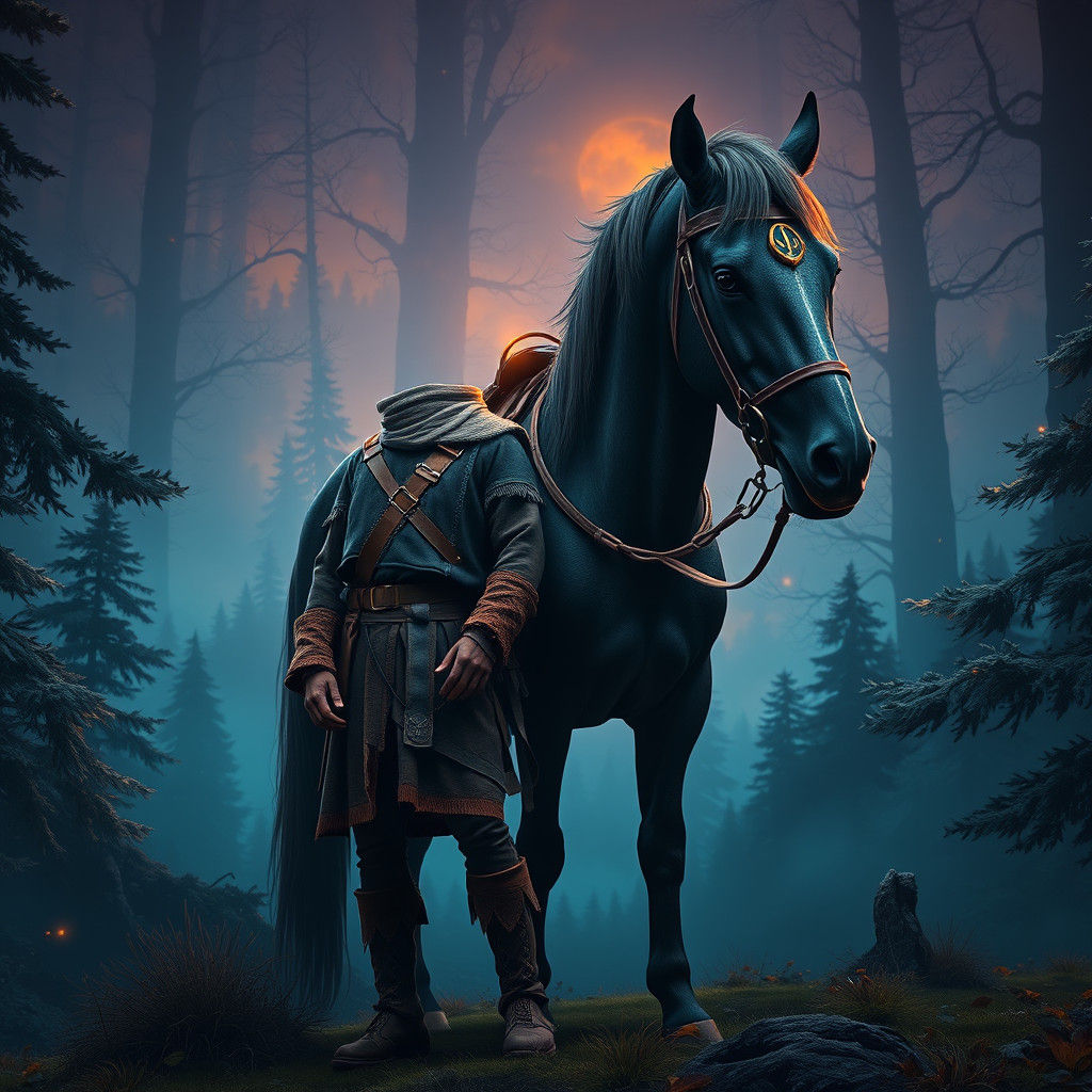 Medieval Uber Rider in Mystical Forest