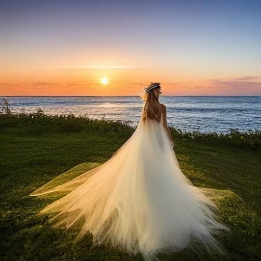 Fairy Emerges from Water at Sunset