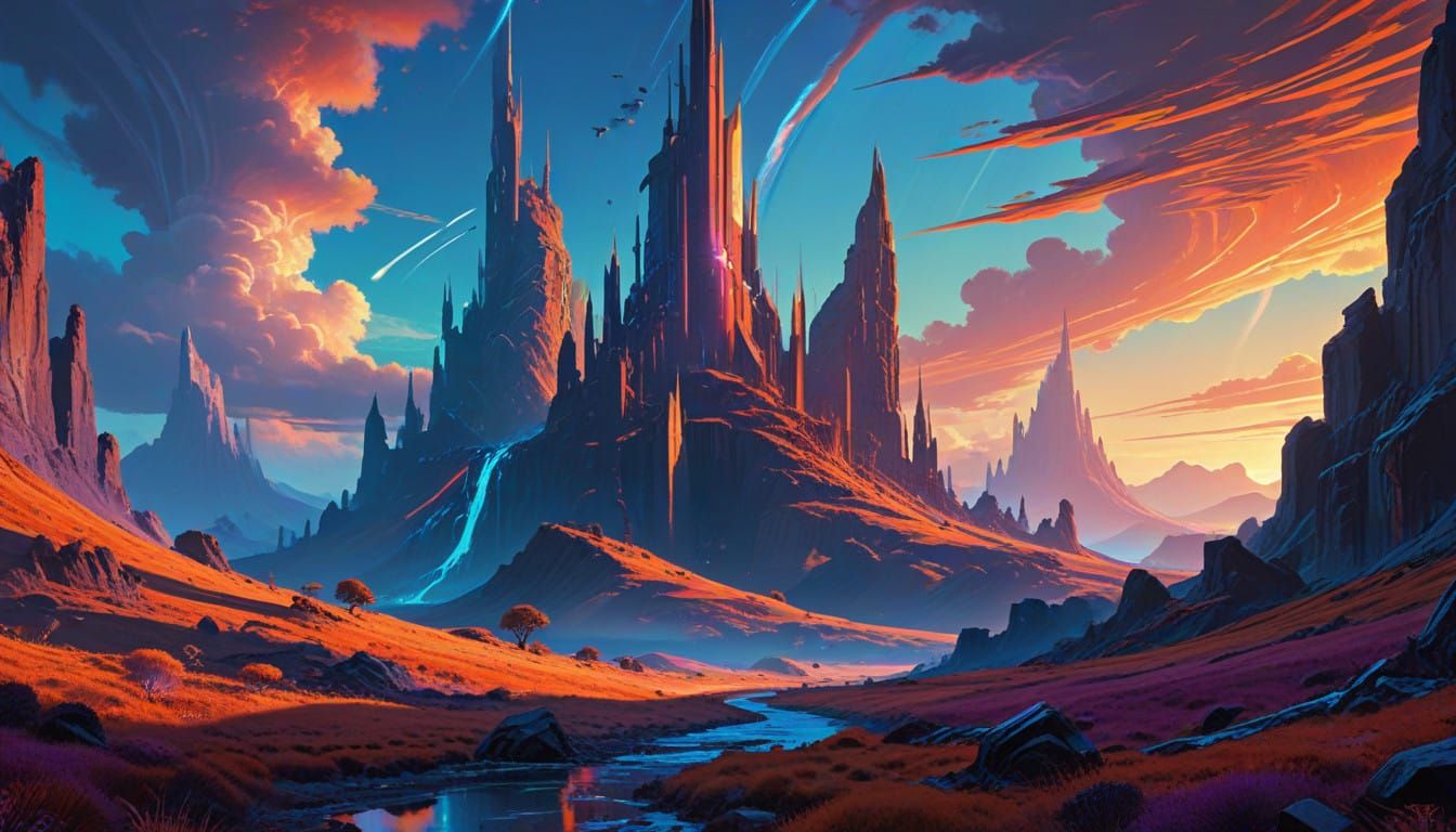 Electric Dreamscape in Vibrant Hues