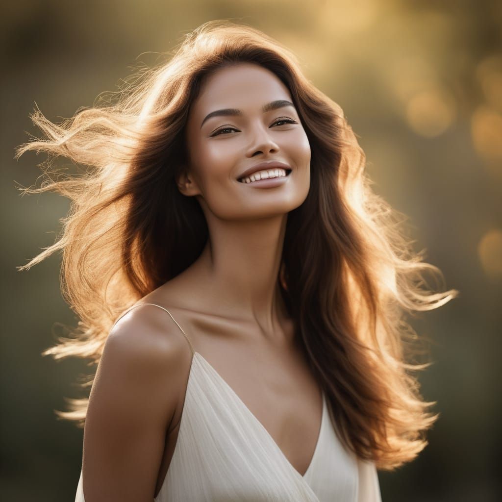 Timeless Portrait of a Young Woman with a Serene Smile