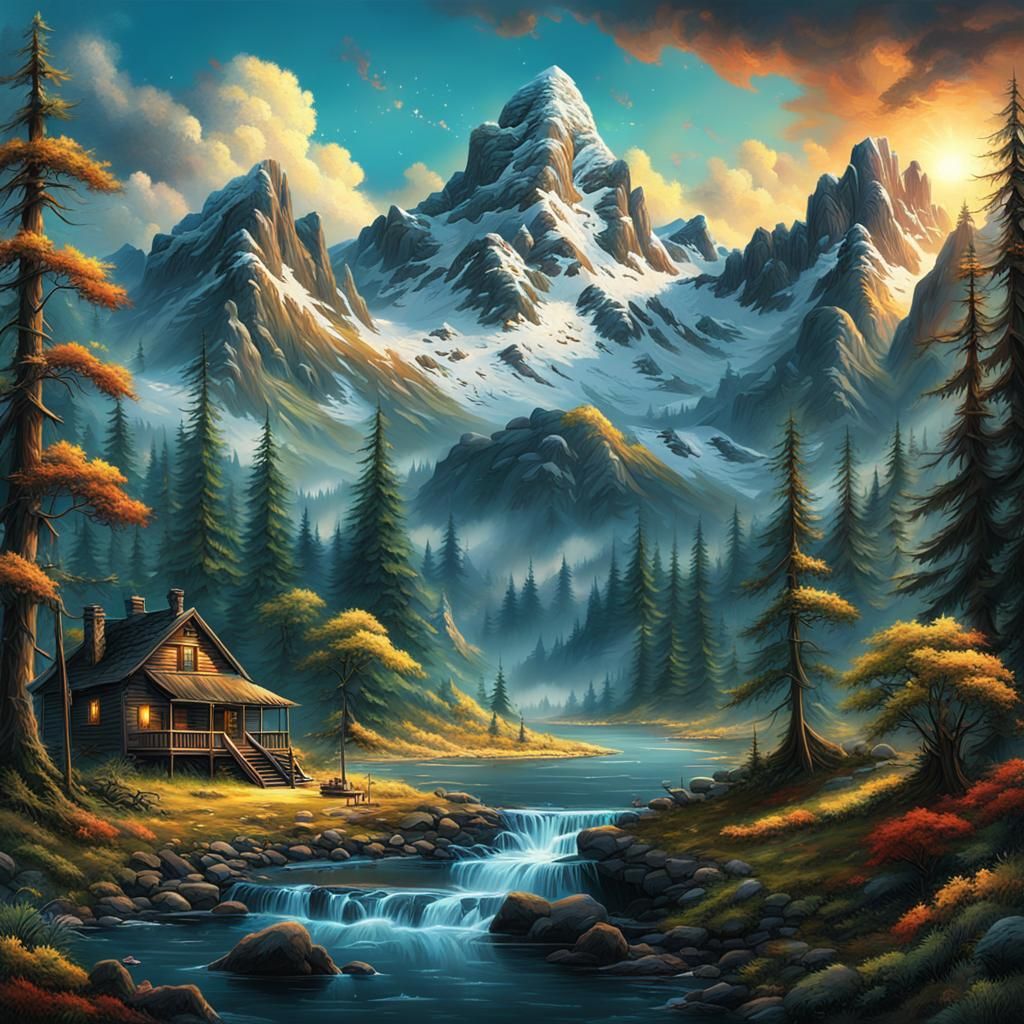 Epic Bob Ross Style Digital Matte Painting