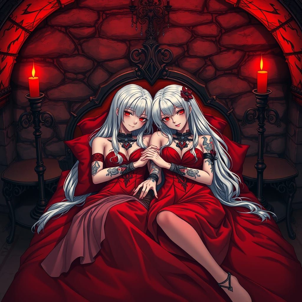 Gothic Swedish Sapphics in Anime-Inspired Intimacy