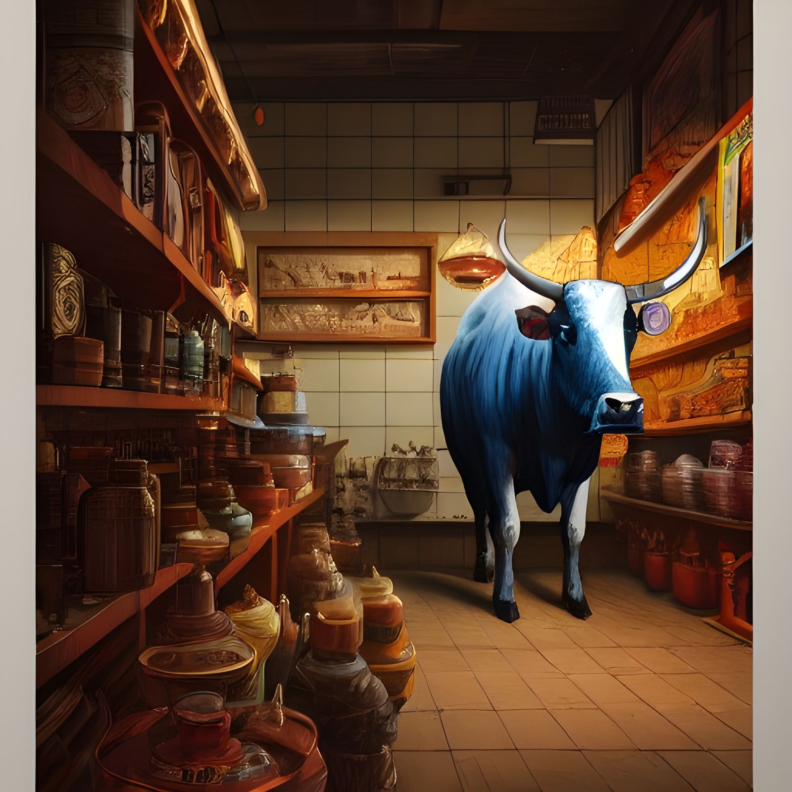 Bull in a China Shop: Digital Art Portrait
