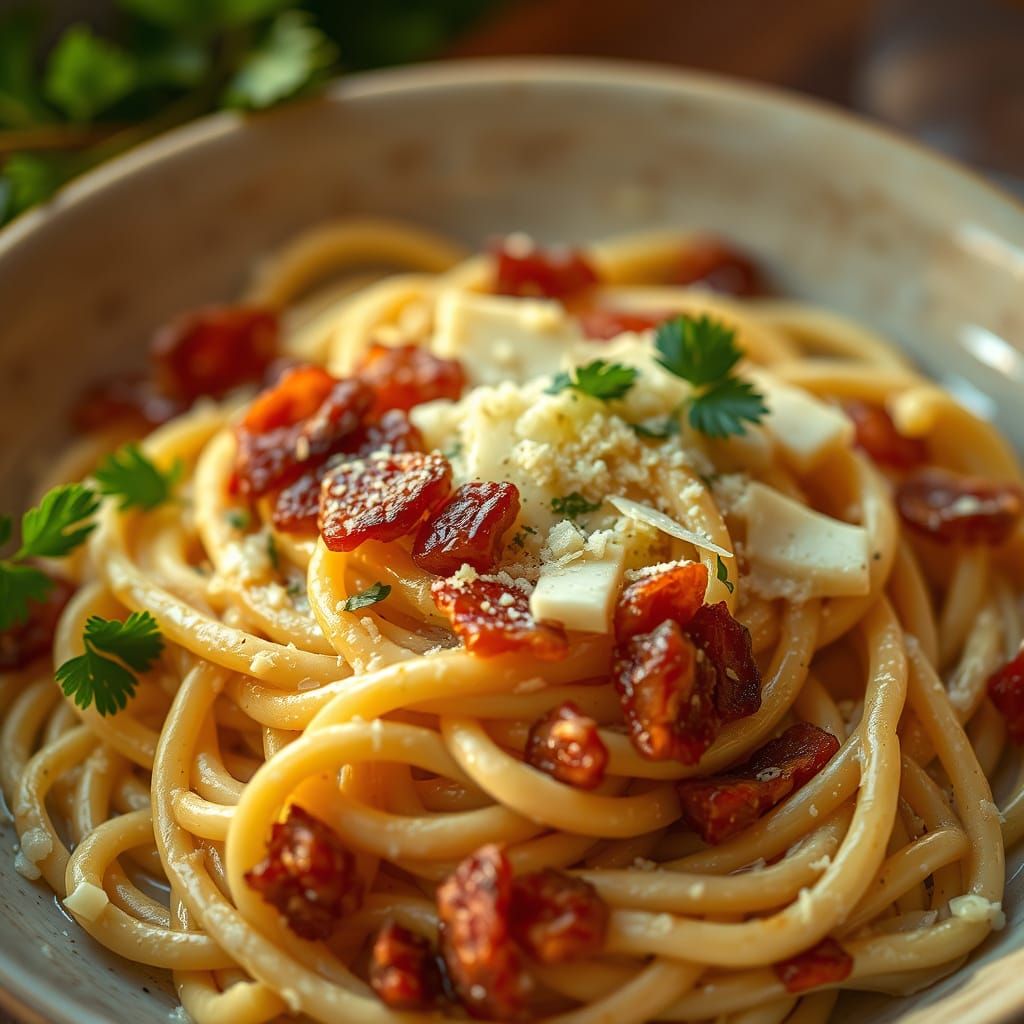 Delicious Carbonara Pasta with Bacon and Parmesan