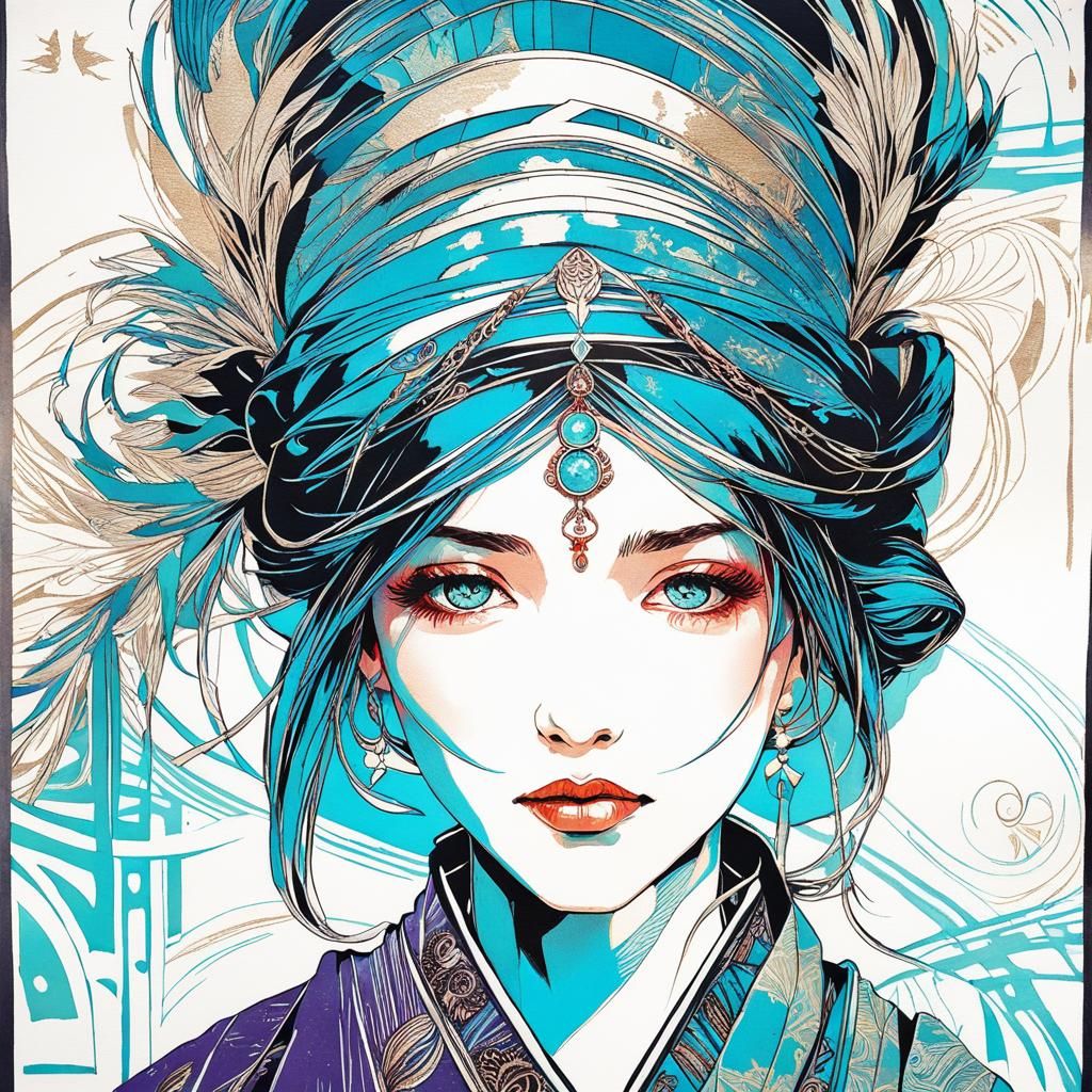 Handmaiden Portrait in Art Nouveau Dark Fantasy Style