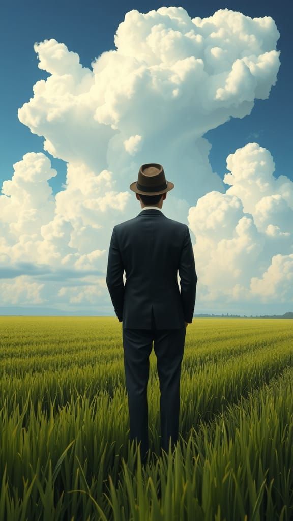 Surrealist Gentleman in Indonesian Rice Paddies