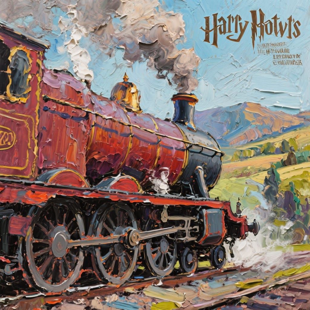 Hogworts Express, The paint is applied thickly enough for th...