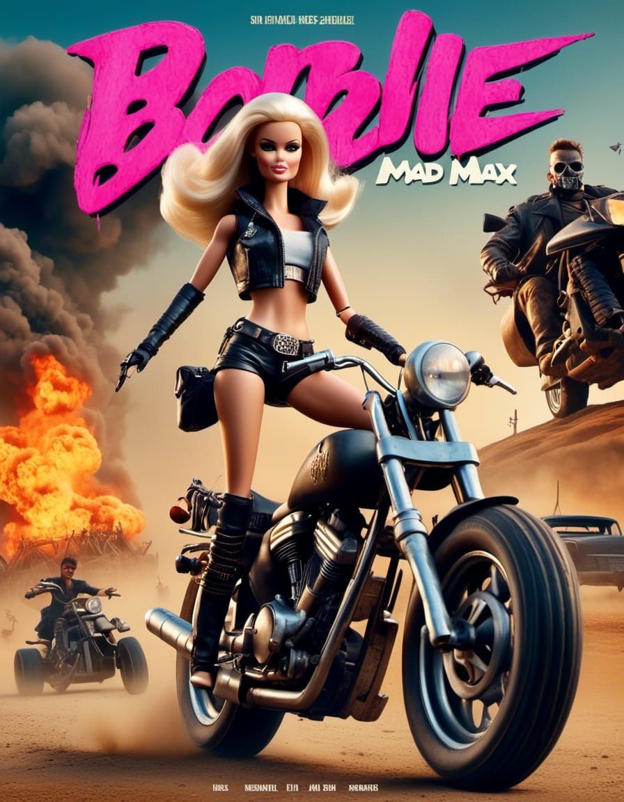 Mad Max Barbie Movie Poster in Abstract Style