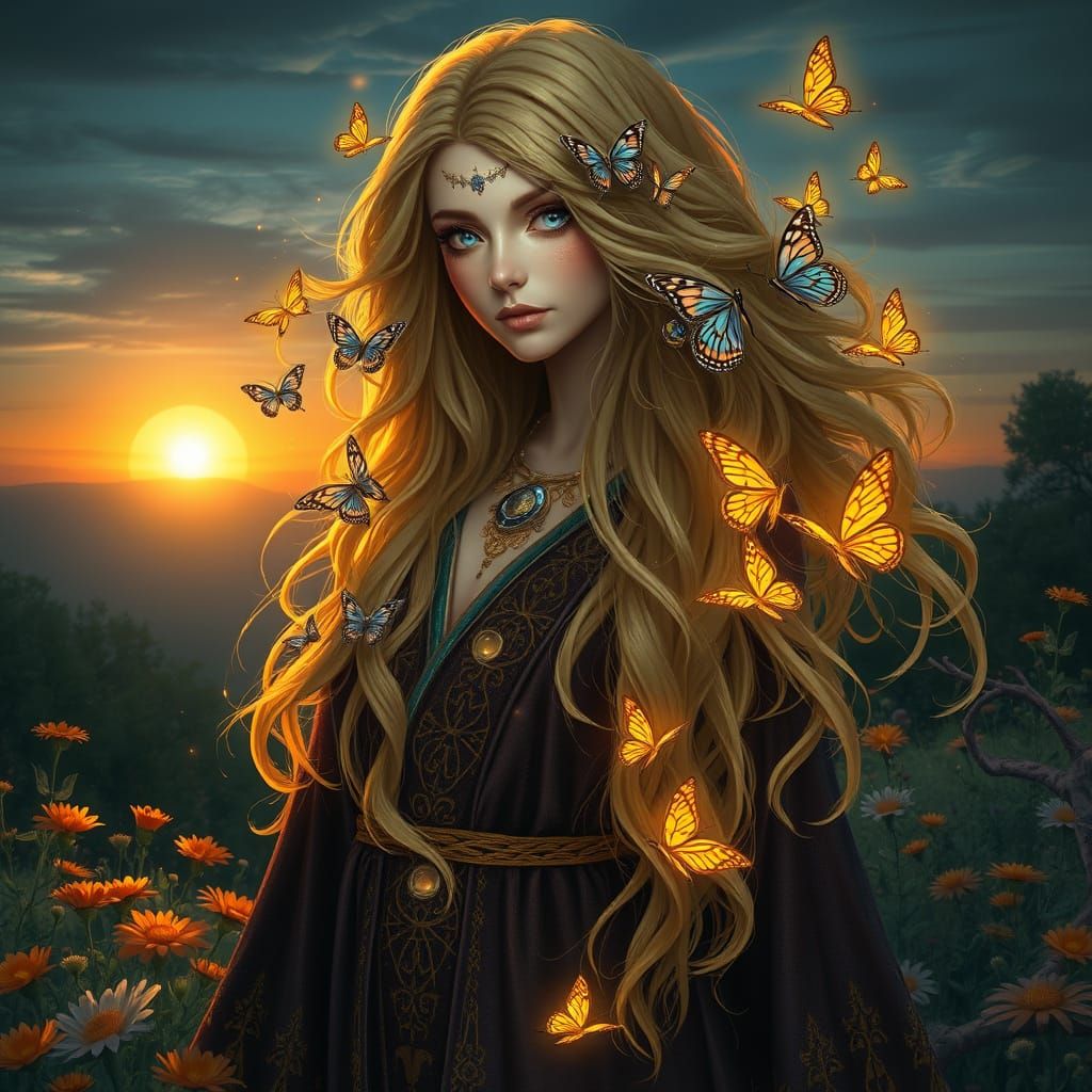 Enchanted Sorceress in Art Nouveau Style