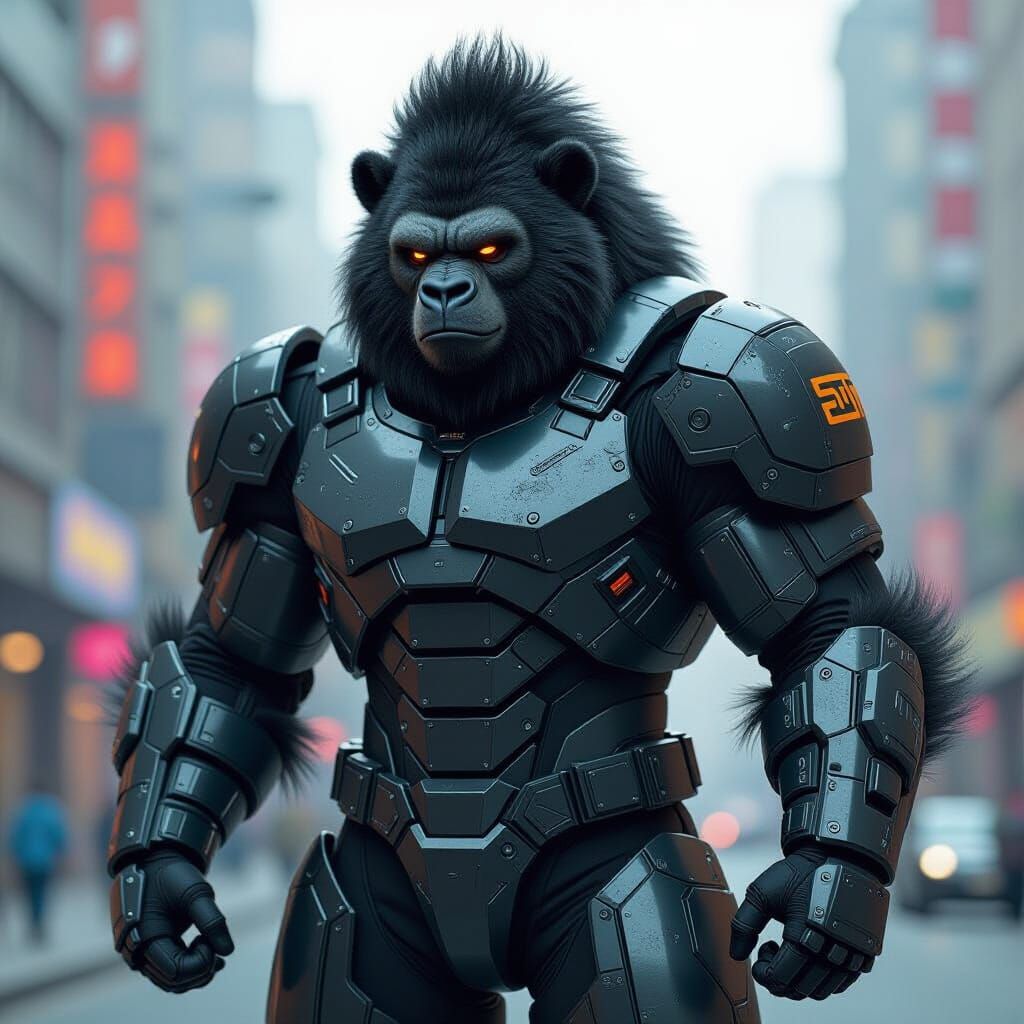 Metallic Gorilla Bear Hybrid with Afro Fur