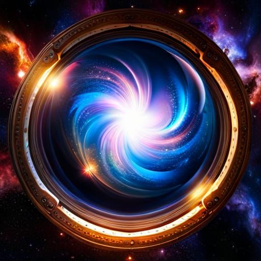 Galaxies Inside Glass Orb in Cel-Shaded Style